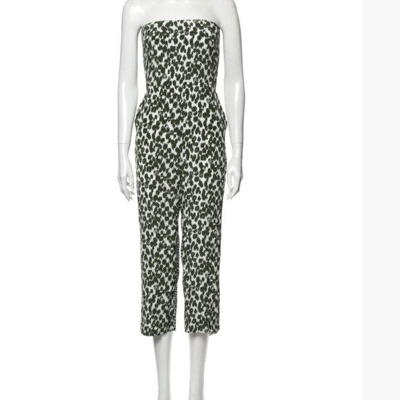 Stella McCartney Pants - Stella McCartney Silk Animal Print Jumpsuit Green